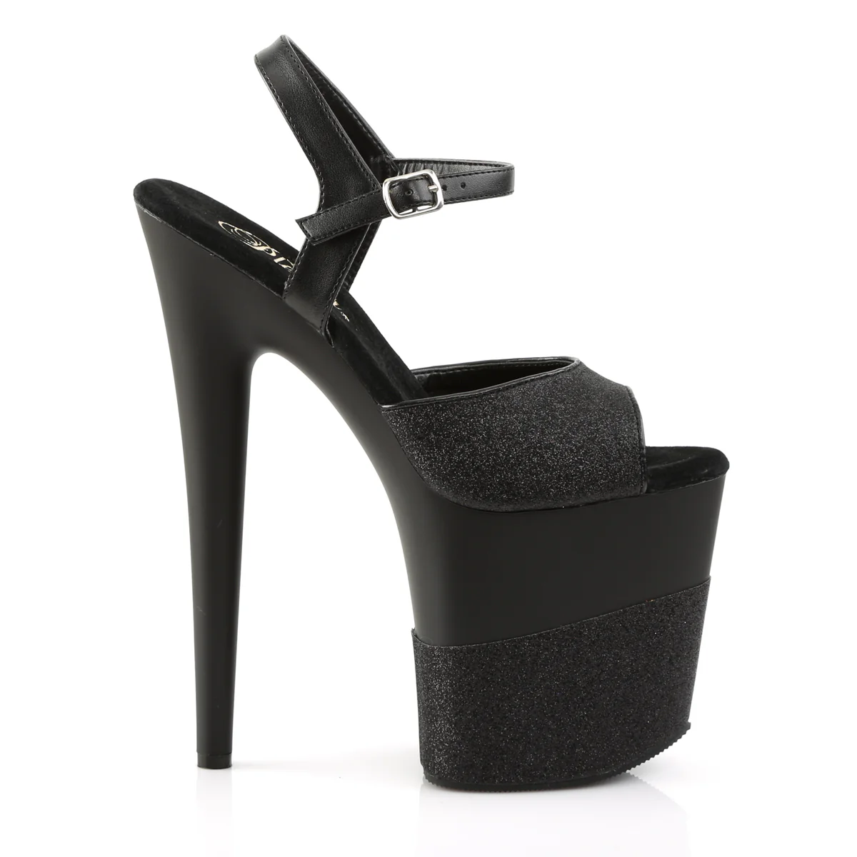 Black Glitter 8 Inch Performance High Pole Heels -  Pleaser FLAMINGO-809-2G - Image 5