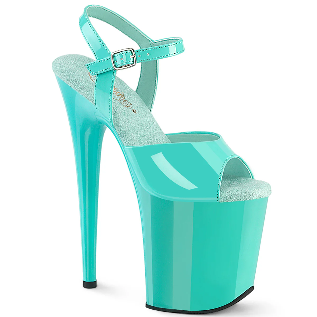 Aqua Patent 8 Inch Sexy Platform Pole Heels - Pleaser FLAMINGO-809