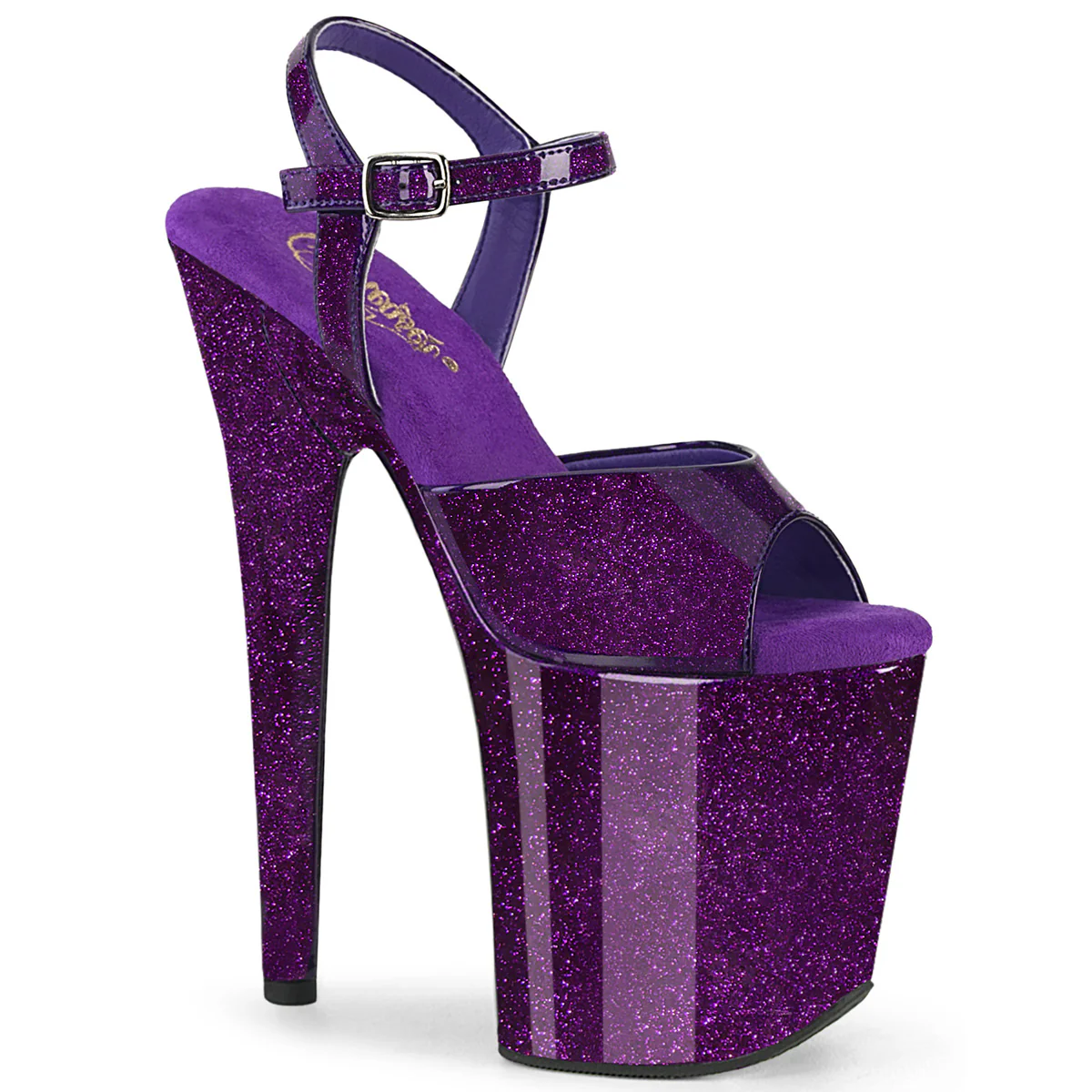 Purple Glitter 8 Inch Pole Dance Platform Shoes - Pleaser FLAMINGO-809GP