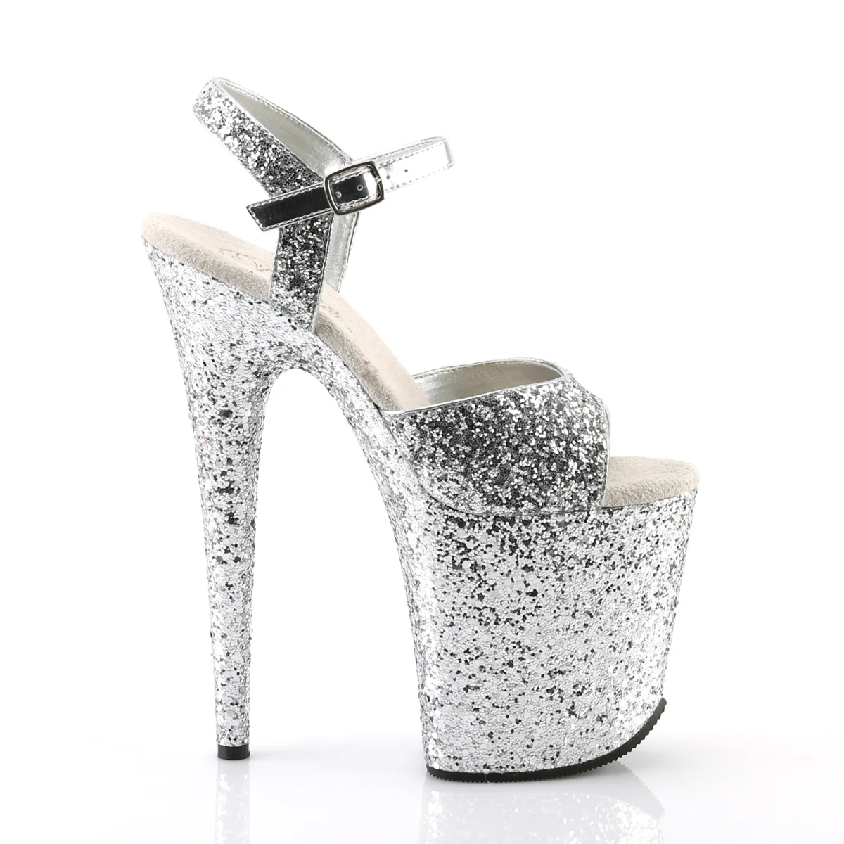 Silver Glitter 8 Inch Strippers Platform Shoes -  Pleaser FLAMINGO-810LG - Image 5