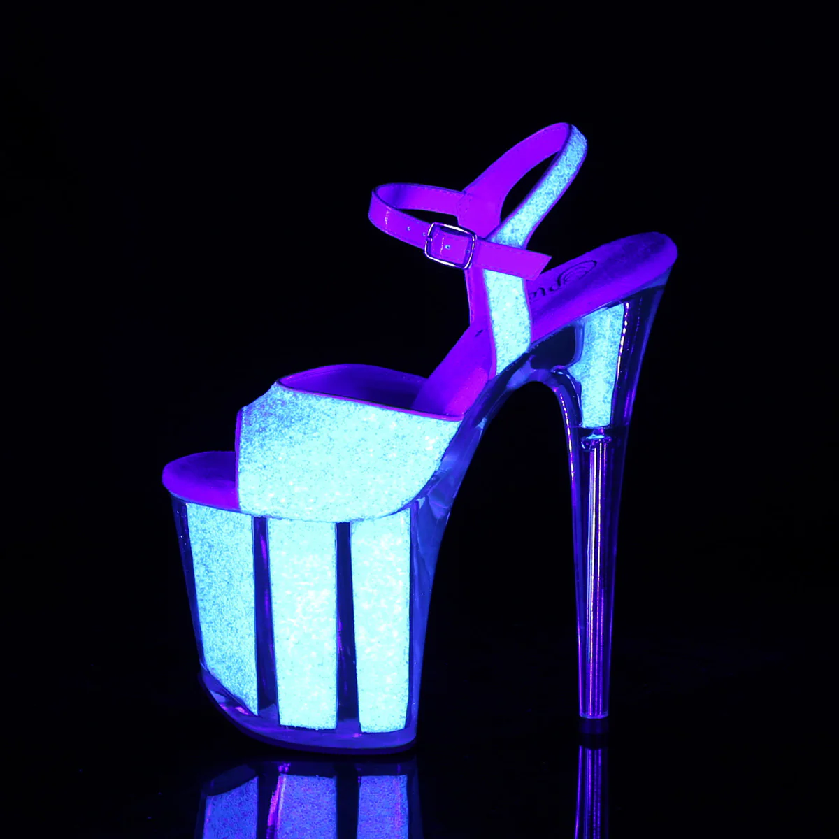 Neon Opal Glitter 8 Inch Pole Dance Platform Shoes -  Pleaser FLAMINGO-810UVG - Image 3
