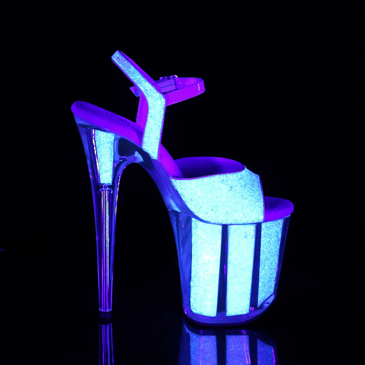 Neon Opal Glitter 8 Inch Pole Dance Platform Shoes -  Pleaser FLAMINGO-810UVG - Image 5