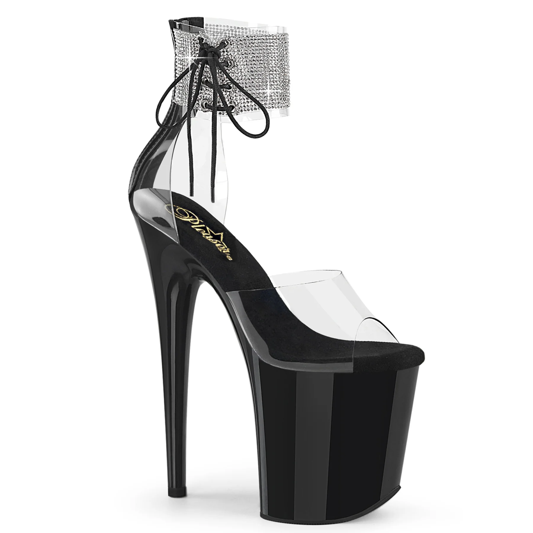 Clear Black 8 Inch Dancer Platform Platform Shoes -  Pleaser FLAMINGO-824RS