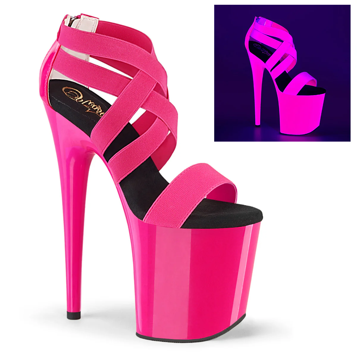 Neon H. Pink 8 Inch Strippers Platform Shoes - Pleaser FLAMINGO-869UV - Image 2