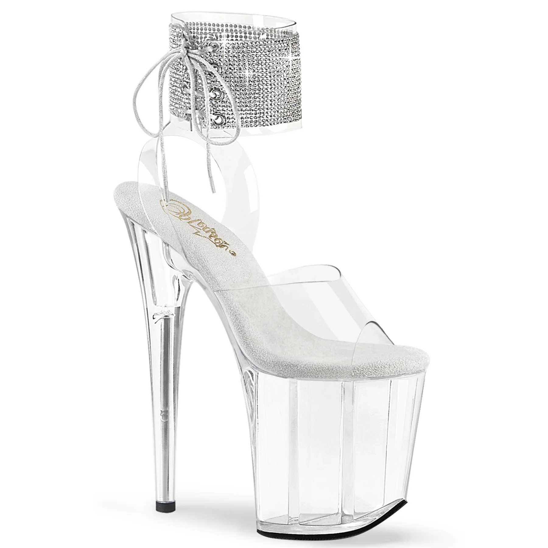 Clear 8 Inch Pole Dance Platform Shoes -  Pleaser FLAMINGO-891-2RS