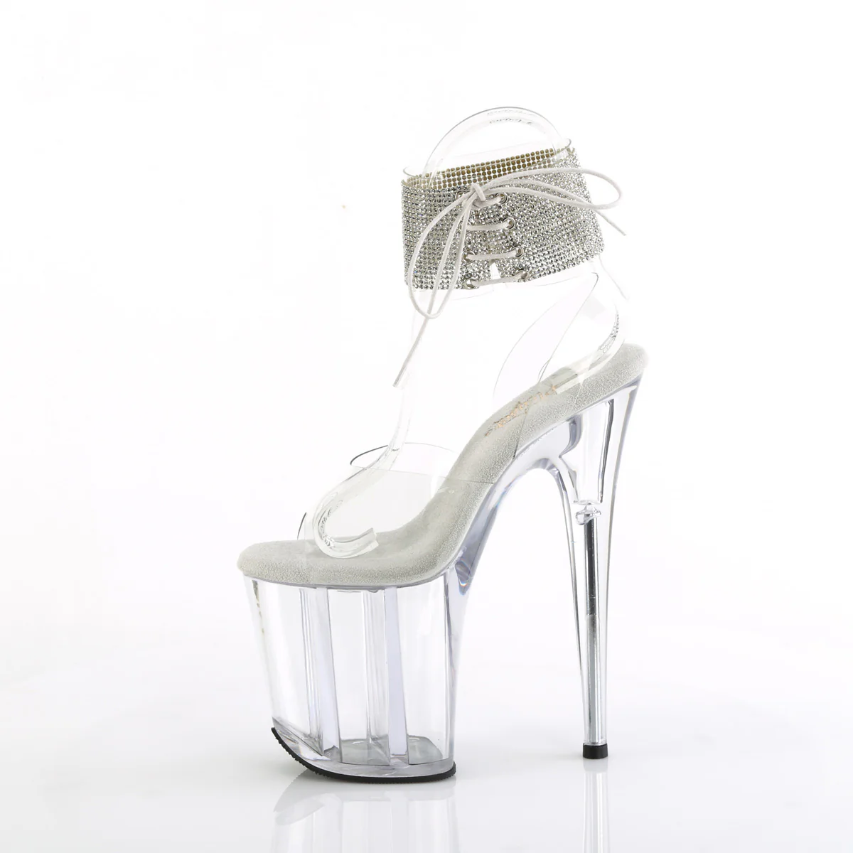 Clear 8 Inch Pole Dance Platform Shoes -  Pleaser FLAMINGO-891-2RS - Image 3