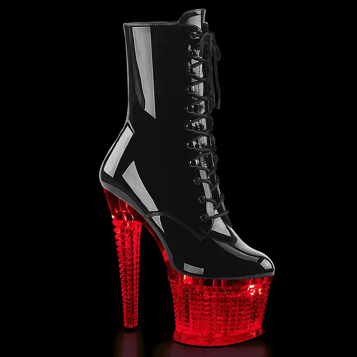 Black Clear 7 Inch Pole Dancer Ankle Boots - Pleaser FLASHDANCE-1020SPEC
