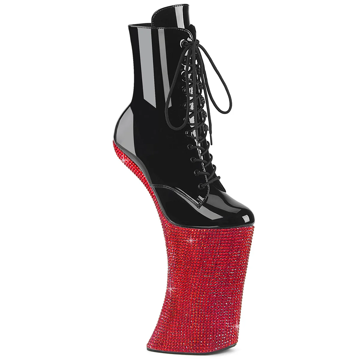 Black Red 11 Inch Exotic Dance Ankle Boots -  Pleaser FORBIDDEN-1020BEJ
