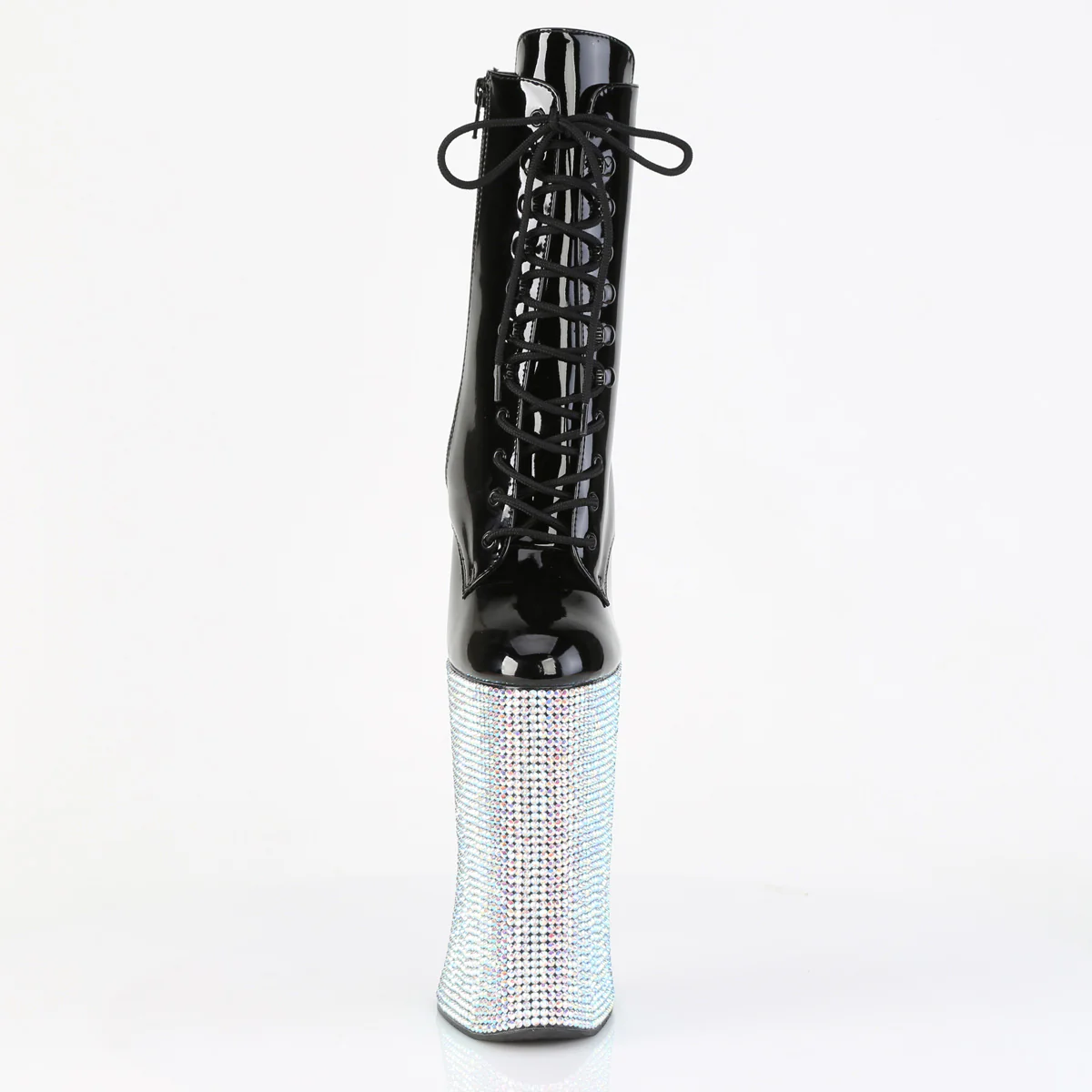 Black Silver 11 Inch Strippers Ankle Boots -  Pleaser FORBIDDEN-1020BEJ - Image 2