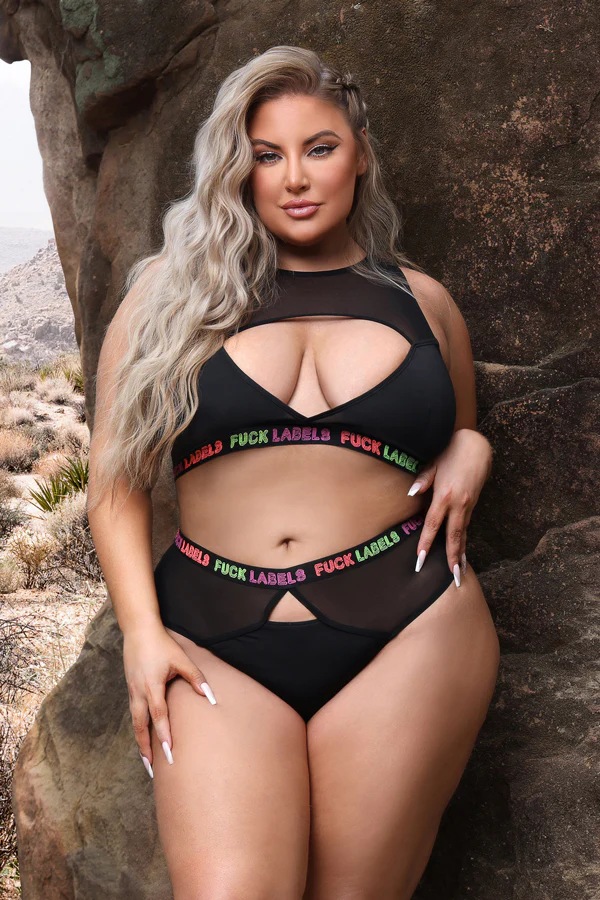 FL-AF973 FUCK LABELS Keyhole Top & High Waist Bottoms with UV Reactive Elastic