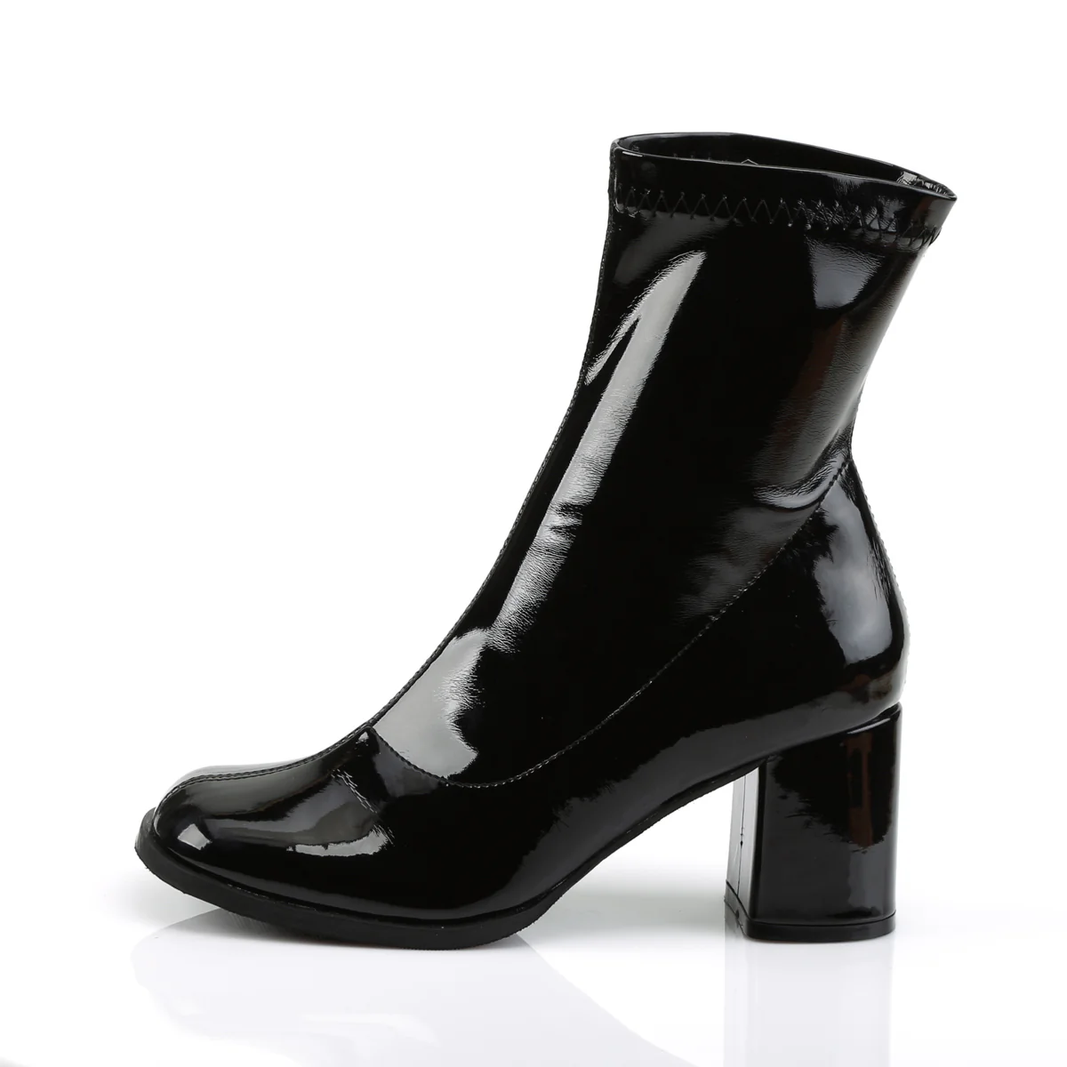 Black Patent 3 Inch Retro Disco Boots - Funtasma GOGO-150 - Image 3