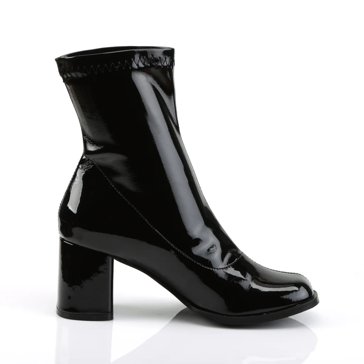 Black Patent 3 Inch Retro Disco Boots - Funtasma GOGO-150 - Image 5