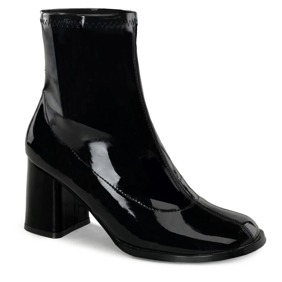 Black Patent 3 Inch Retro Disco Boots - Funtasma GOGO-150 - Image 6