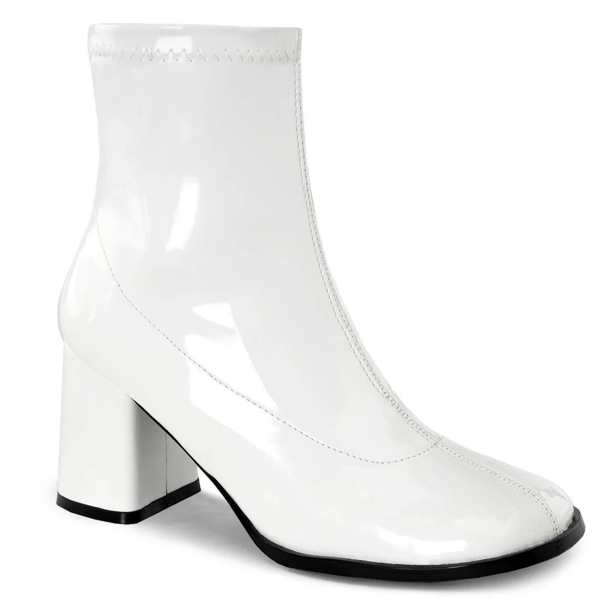 White 3 Inch Retro 70s Boots - Funtasma GOGO-150