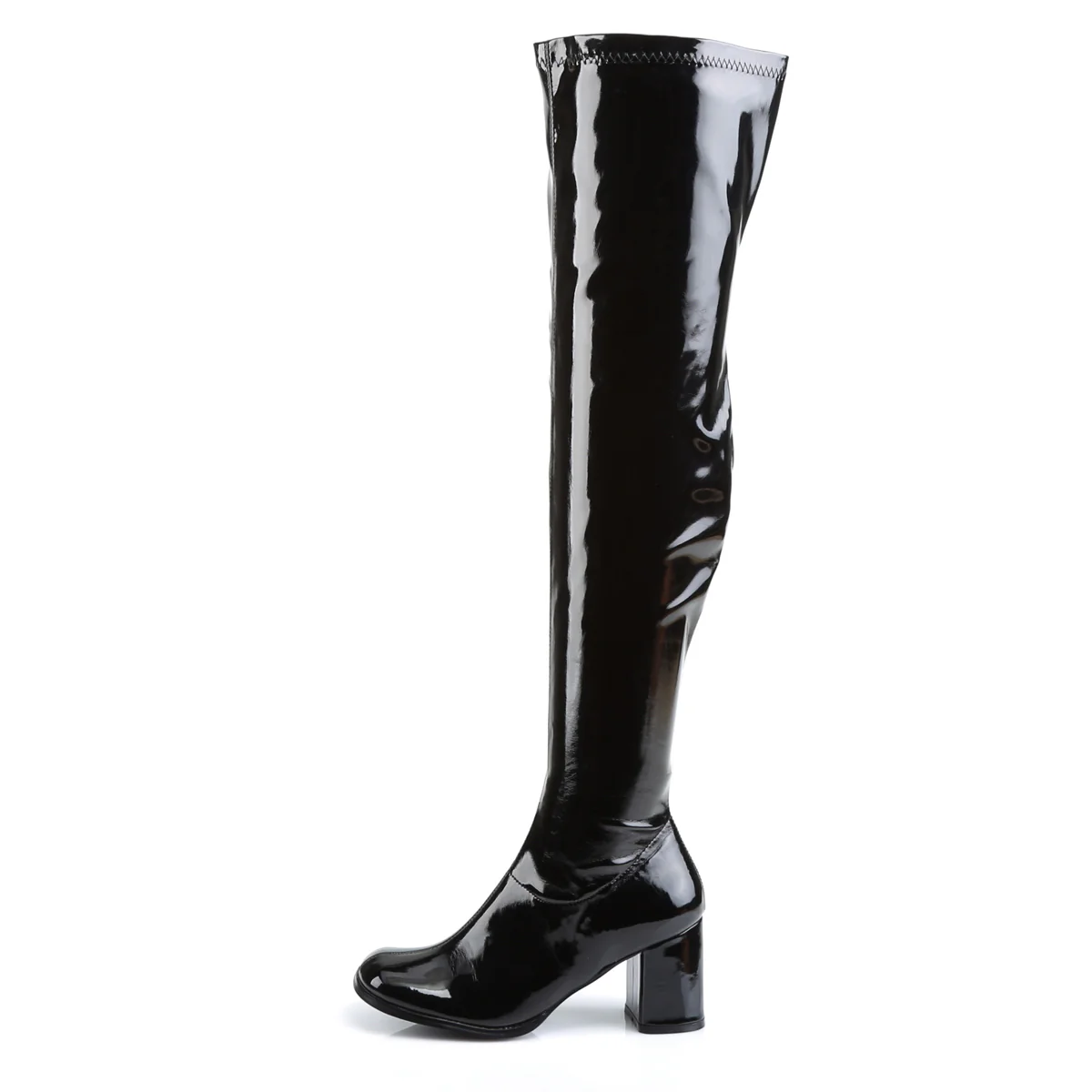 Black Patent 3 Inch Retro 70s Boots - Funtasma GOGO-3000 - Image 3