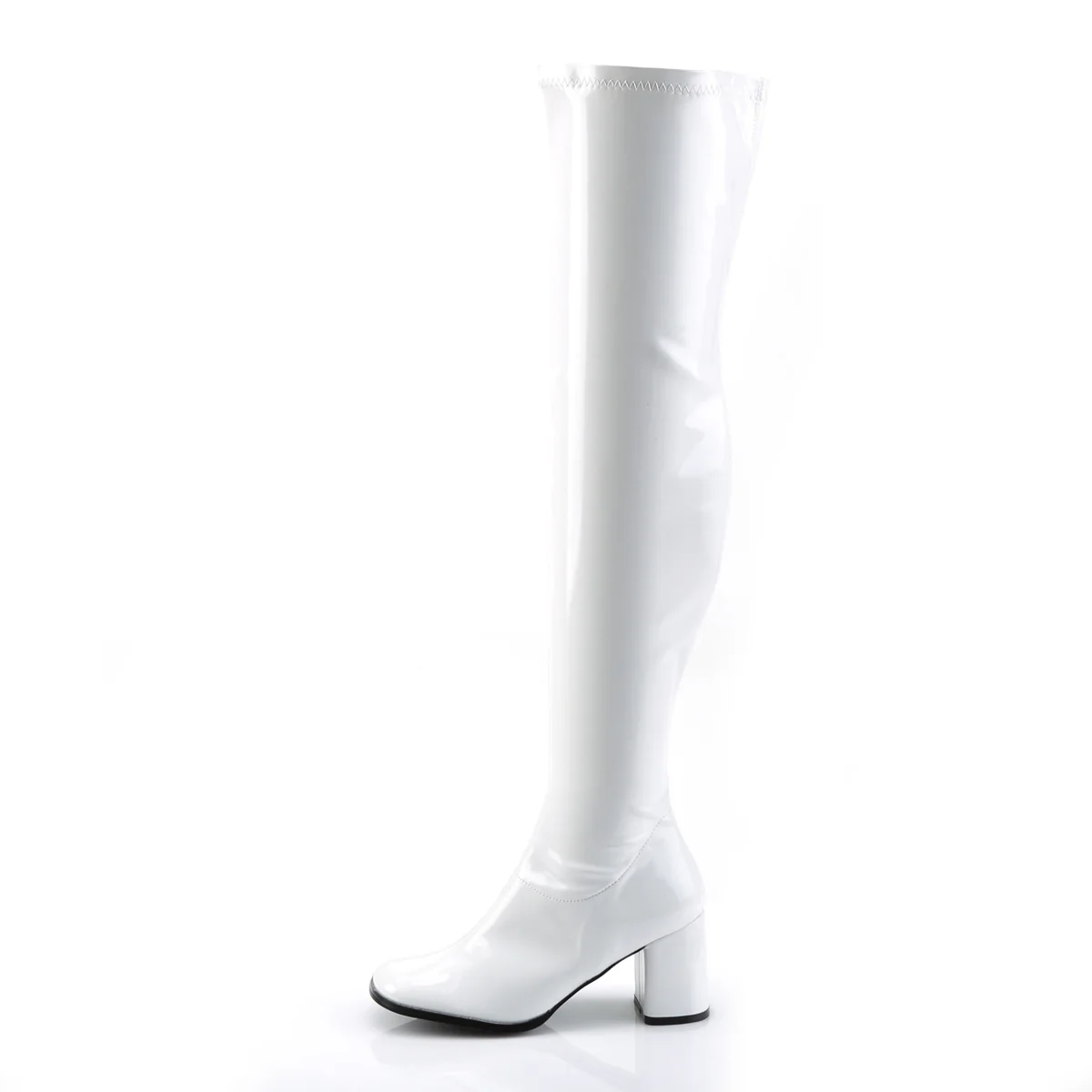 White 3 Inch Retro 70s Boots - Funtasma GOGO-3000 - Image 3