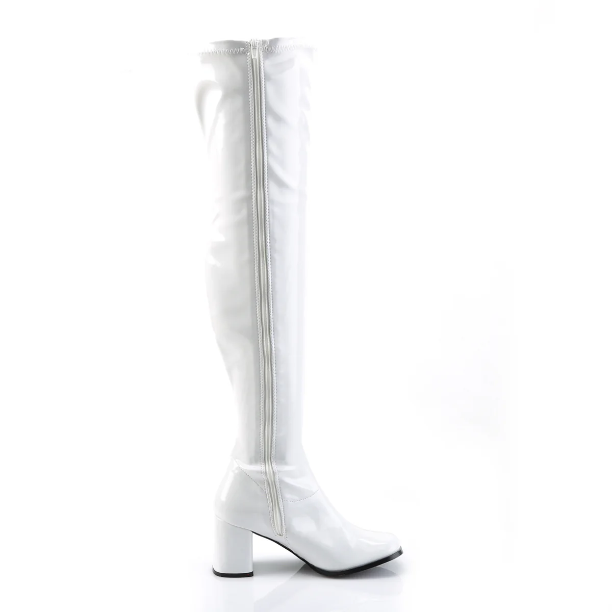 White 3 Inch Retro 70s Boots - Funtasma GOGO-3000 - Image 5