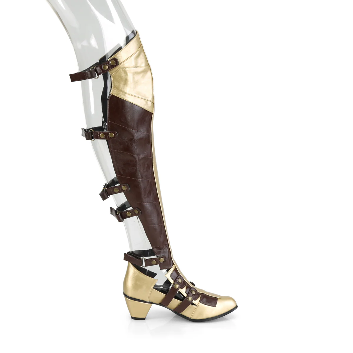 Brown 2.5 Inch Costume Boots - Funtasma MAIDEN-8830 - Image 5