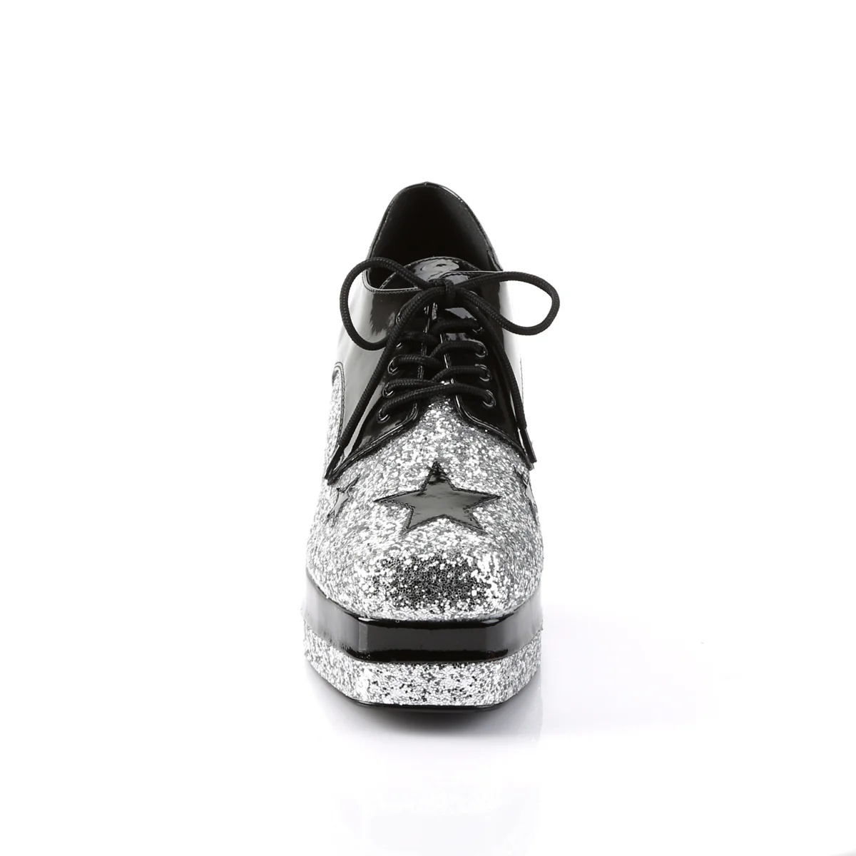 GLAMROCK-02 Funtasma Black Pat-Silver Gltr Men's Shoes - Image 2