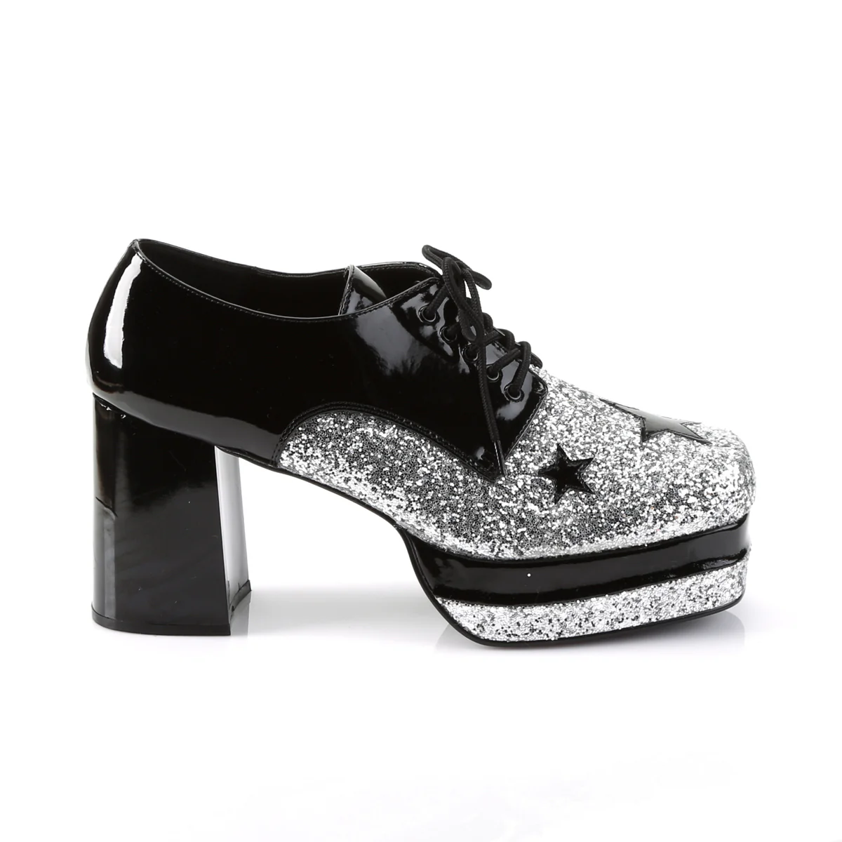 GLAMROCK-02 Funtasma Black Pat-Silver Gltr Men's Shoes - Image 5