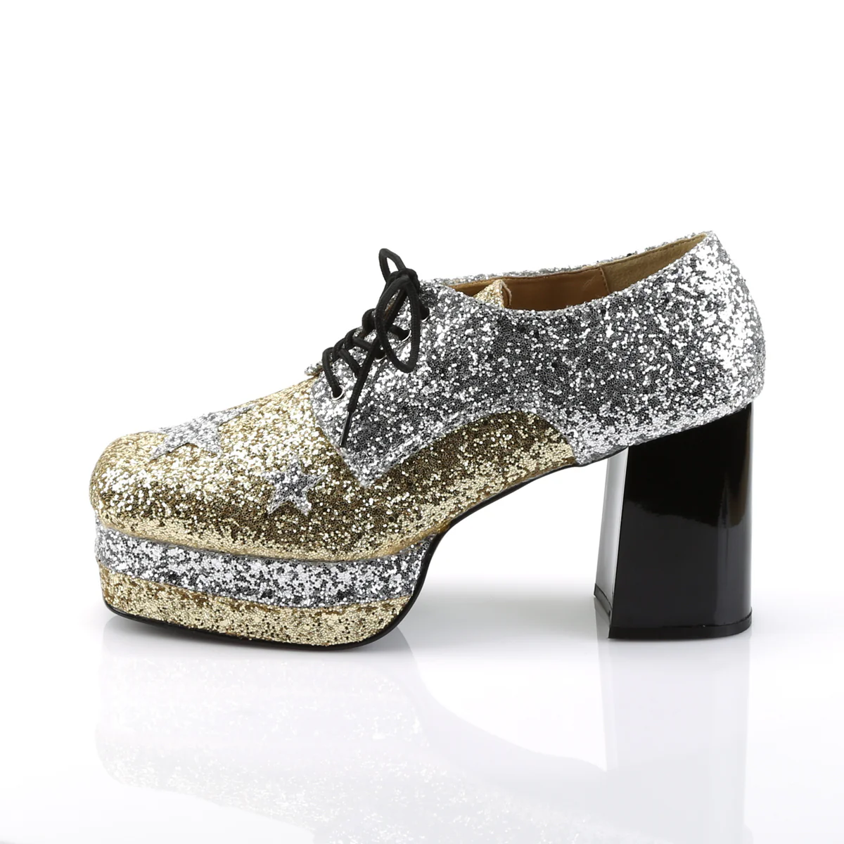 GLAMROCK-02 Funtasma Slv-Gold Glitter Men's Shoes - Image 3