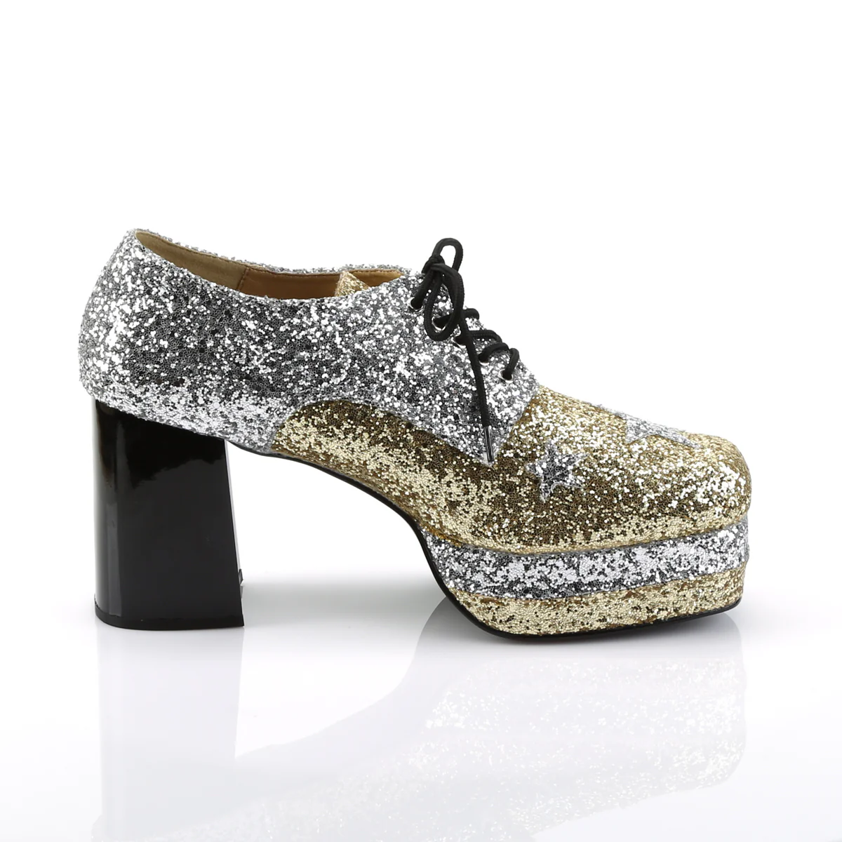 GLAMROCK-02 Funtasma Slv-Gold Glitter Men's Shoes - Image 5