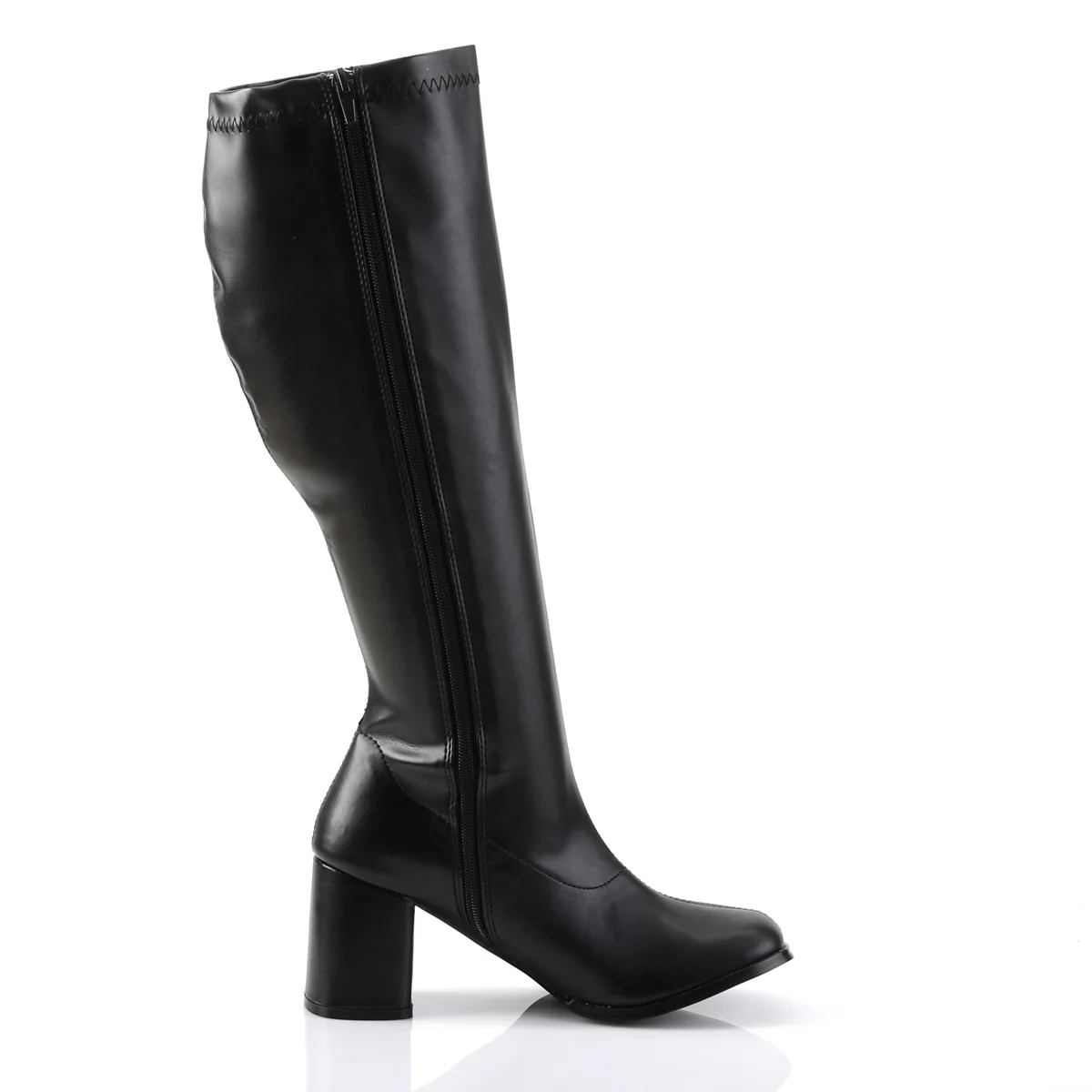 Black PU 3 Inch Wide Retro Boots - Funtasma GOGO-300WC - Image 5