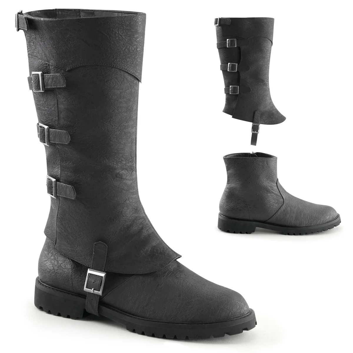 GOTHAM-105 Funtasma Black Distressed Pu Men's Boots