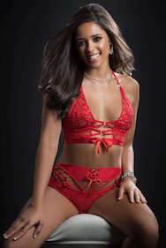 GWBL2013 G-World 2pc O-ring Boyshort And Halter Top - Image 2