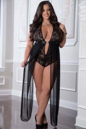 GWD2098PQ G-World Queensize 1pc Zipper Crotch Teddy Gown