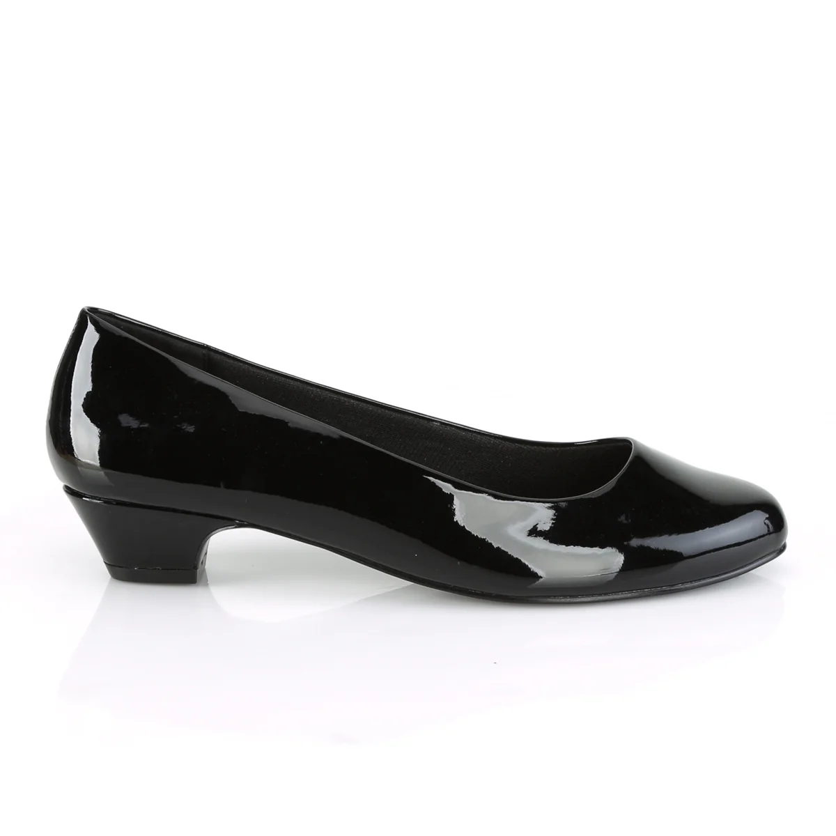 GWEN-01 Large Size Ladies Shoes 1.5" Heel Black Patent Fetish Footwear - Image 5
