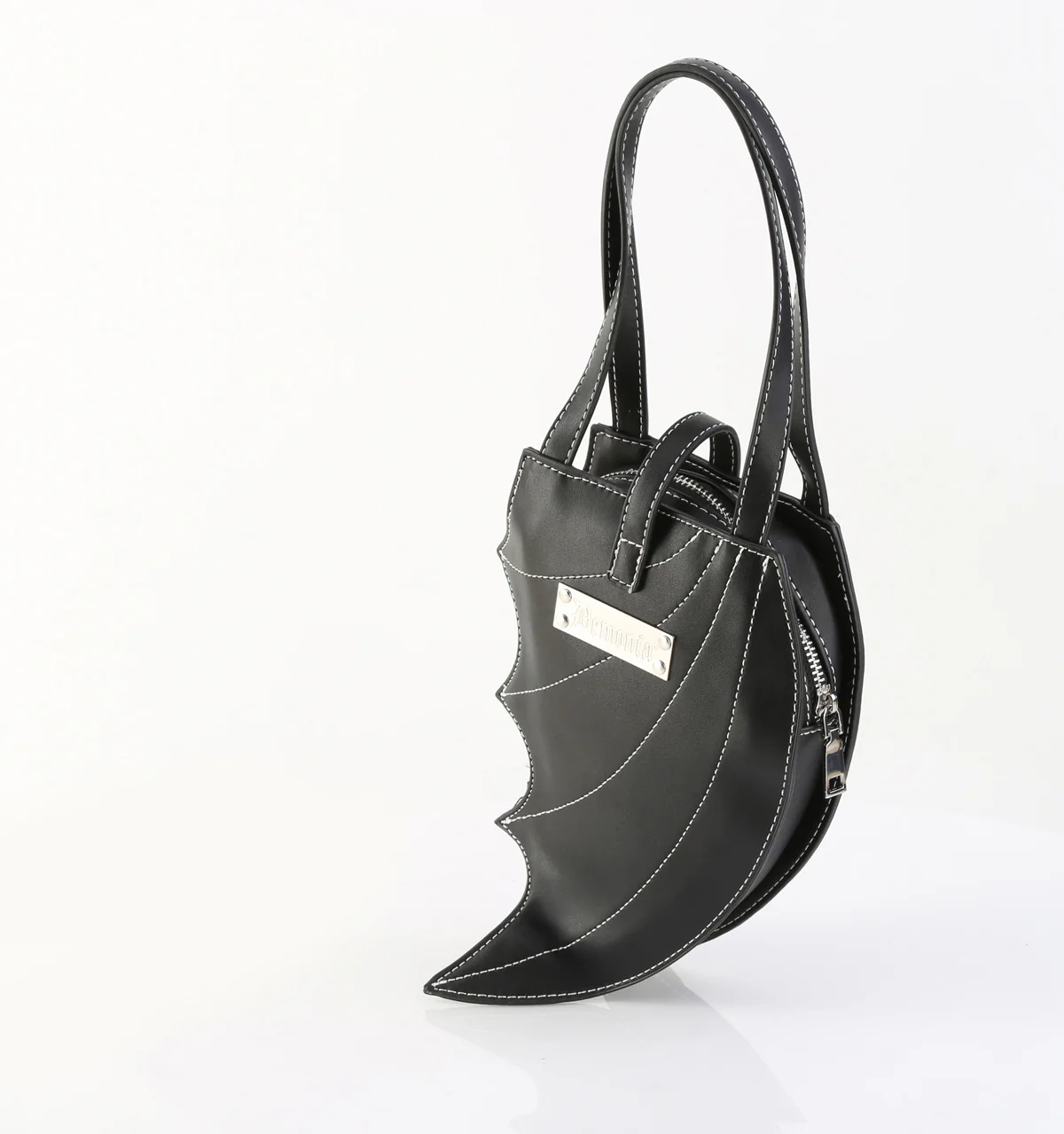 HB-215 Demonia Blk Vegan Leather Alternative Handbag - Image 4