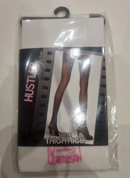 HU61149 Hustler Lingerie Sheer Thigh High White
