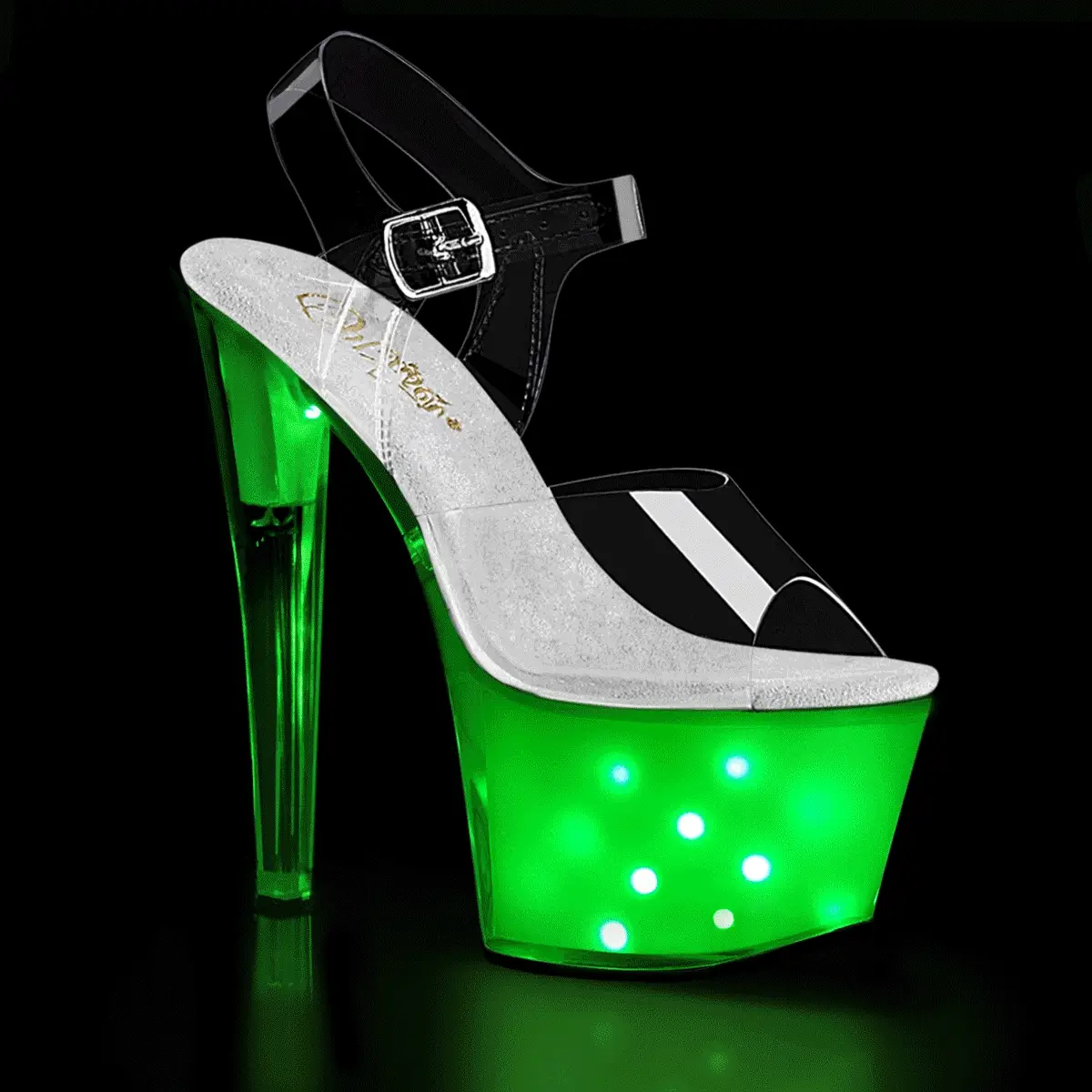 White Glow 7 Inch Pole Dance Platform Shoes - Pleaser ILLUMINATOR-708 - Image 6