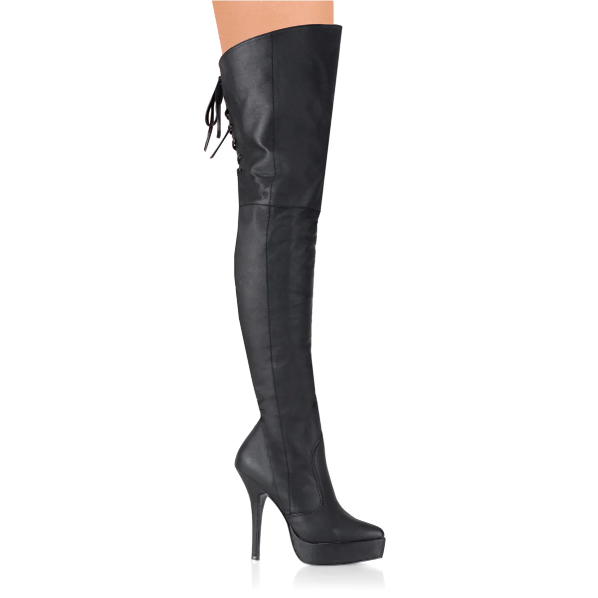 Black Leather 5.3 Inch Fetish Platforms - Devious INDULGE-3011
