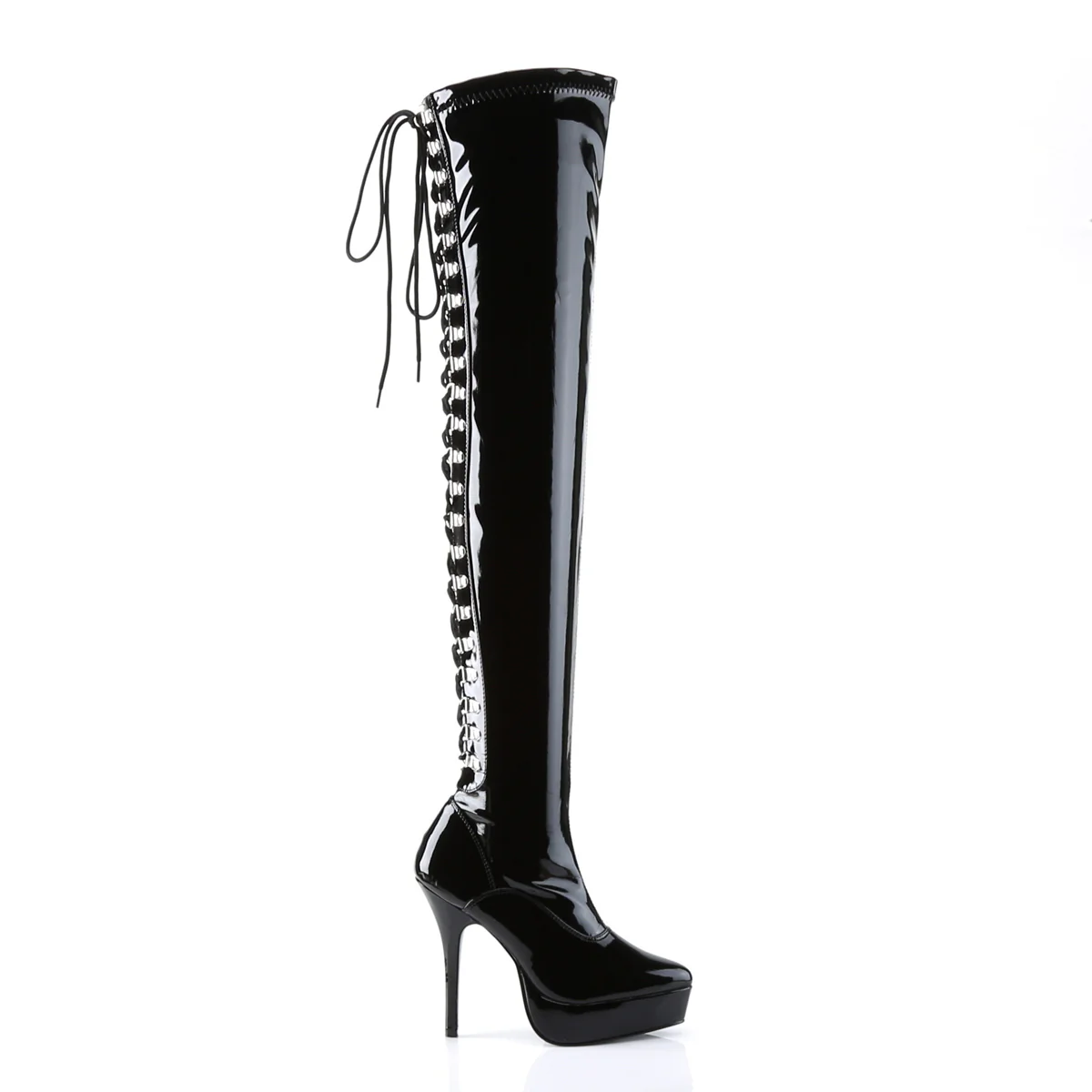Black Patent 5.3 Inch Fetish Platforms -  Devious INDULGE-3063 - Image 5