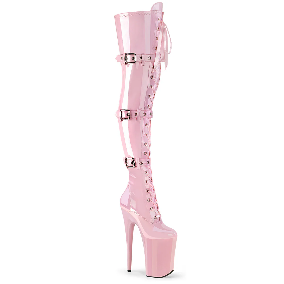 Baby Pink 9 Inch Sky High Thigh Boots -  Pleaser INFINITY-3028