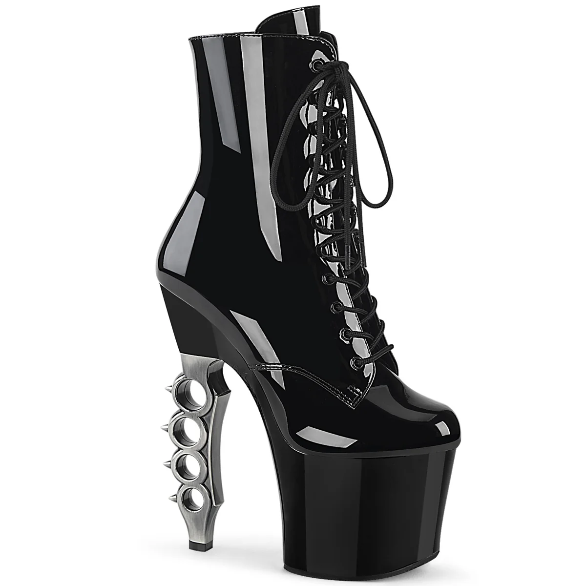 Black 7 Inch Pole Dancer Ankle Boots - Pleaser IRONGRIP-1020
