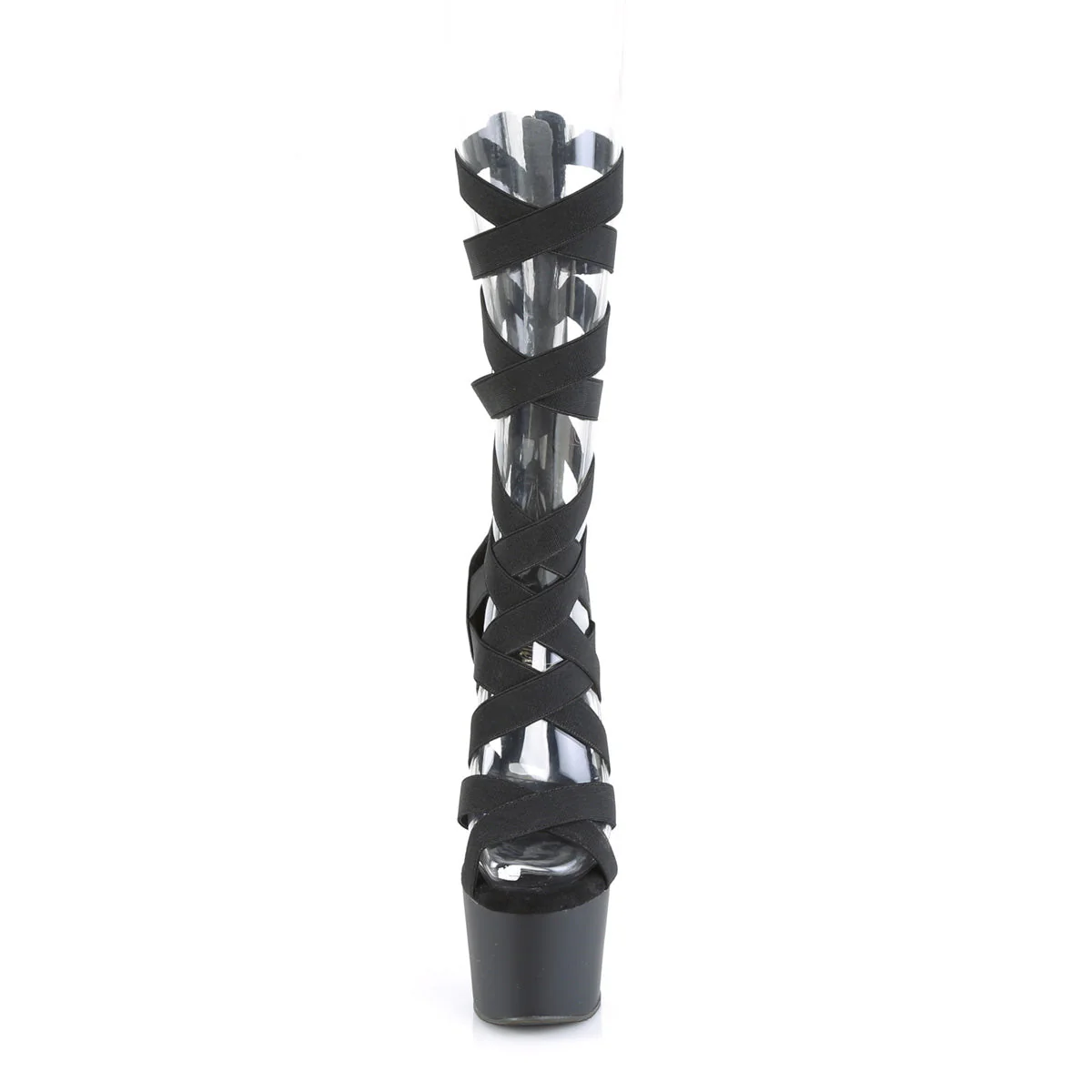 ADORE-700-48 Pleaser Black Strap Wrap Around Exotic Dancing High Heel Shoes - Image 2