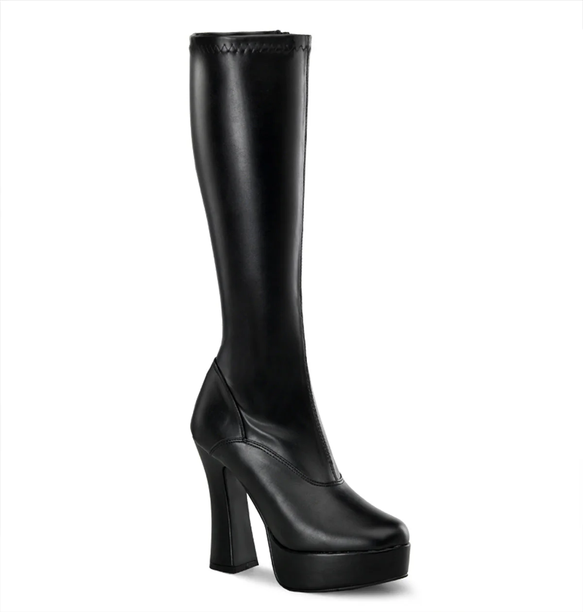 Black Faux Leather 5 Inch Disco Gogo Knee High Boots -  Pleaser ELECTRA-2000Z - Image 6