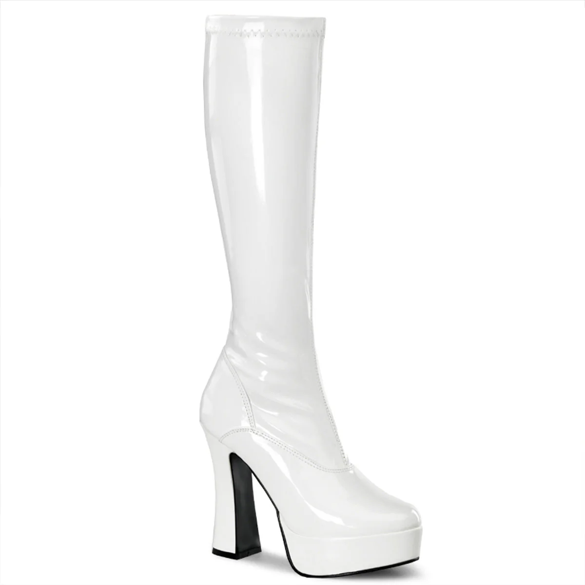 White 5 Inch Vintage Retro Knee High Boots - Pleaser ELECTRA-2000Z - Image 6