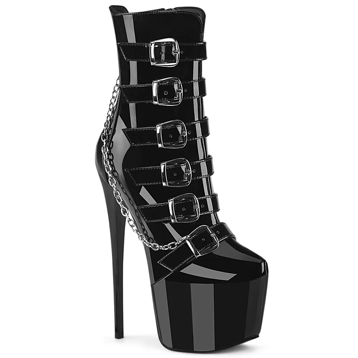 Black 7 Inch Platform Pole Ankle Boots - Pleaser JUBILANT-1015