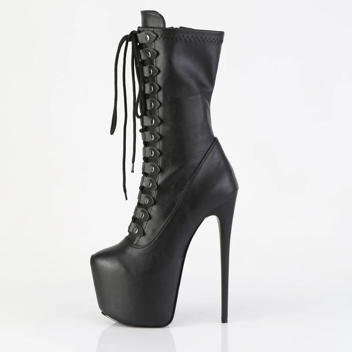 Black Faux Leather 7 Inch Exotic Dancing Ankle Boots -  Pleaser JUBILANT-1048 - Image 3