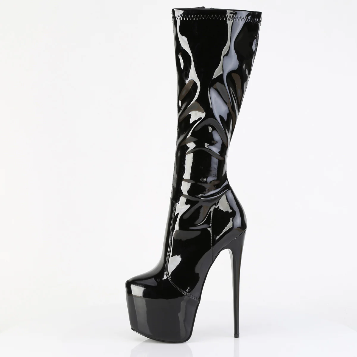 Black Patent 7 Inch Exotic Dancer Platform Boots -  Pleaser JUBILANT-2000 - Image 3