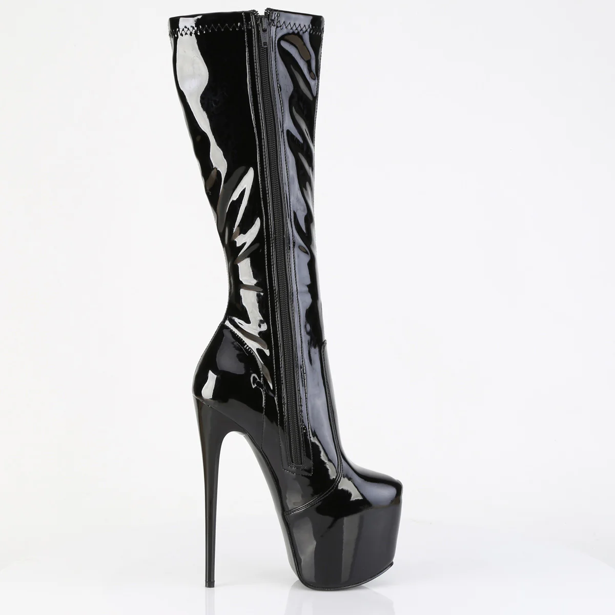 Black Patent 7 Inch Exotic Dancer Platform Boots -  Pleaser JUBILANT-2000 - Image 5