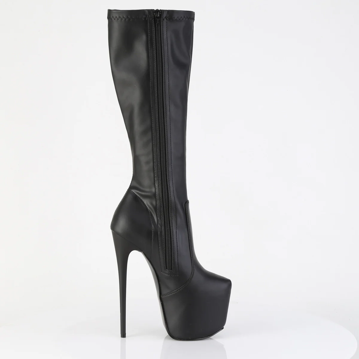 Black Faux Leather 7 Inch Pole Dancing Ankle Boots - Pleaser JUBILANT-2000 - Image 5
