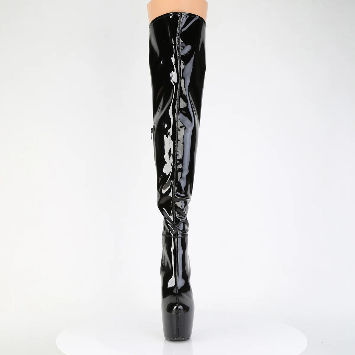 Black Patent 7 Inch Platform Pole Thigh Boots - Pleaser JUBILANT-3006 - Image 2