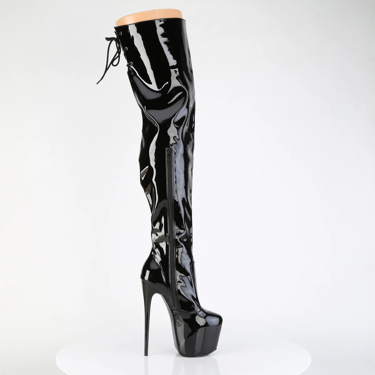 Black Patent 7 Inch Sexy Platform Thigh Boots - Pleaser JUBILANT-3007 - Image 5