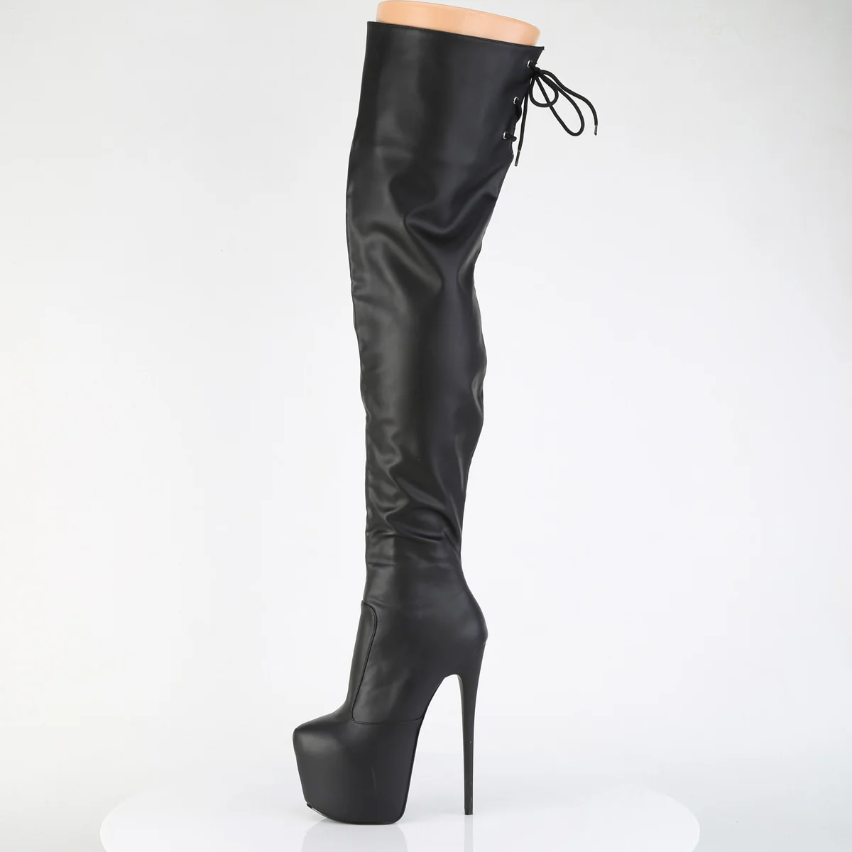 Black Faux Leather 7 Inch Exotic Dancer Thigh Boots - Pleaser JUBILANT-3007 - Image 3
