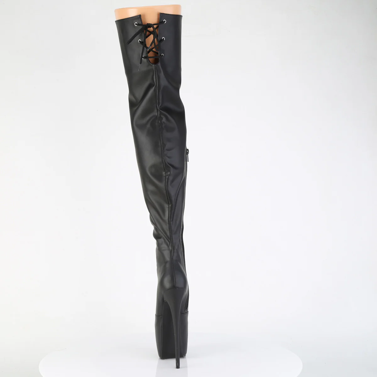 Black Faux Leather 7 Inch Exotic Dancer Thigh Boots - Pleaser JUBILANT-3007 - Image 4